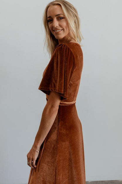 Meghan Velvet Wrap Maxi Dress | Spice - Baltic Born