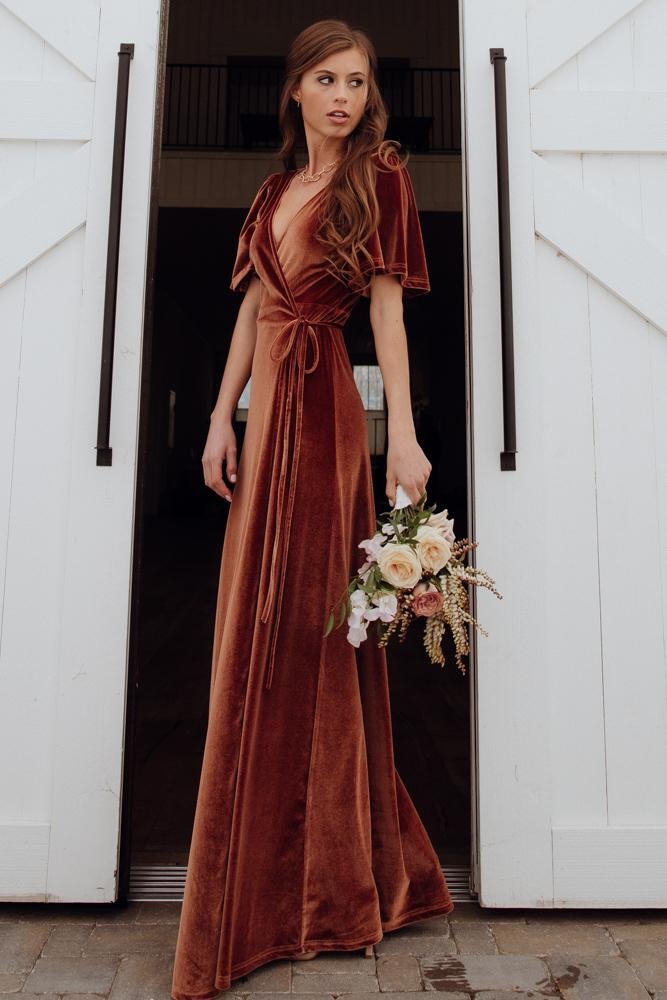 Meghan Velvet Wrap Maxi Dress | Spice - Baltic Born