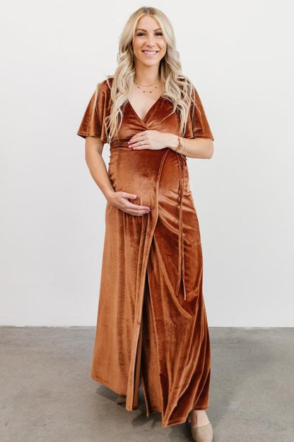 Meghan Velvet Wrap Maxi Dress | Spice - Baltic Born