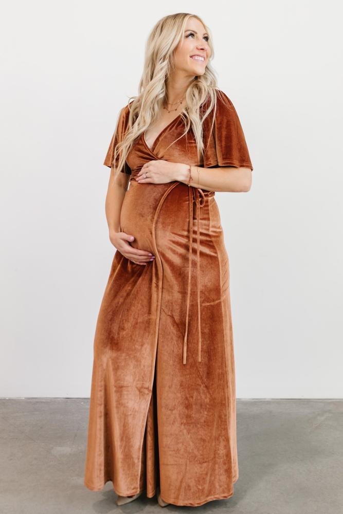 Meghan Velvet Wrap Maxi Dress | Spice - Baltic Born