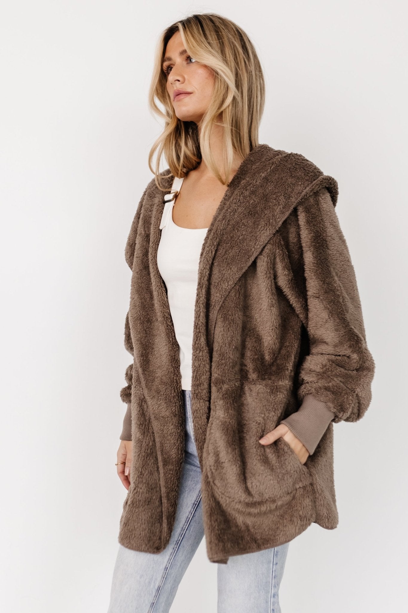 Hem and thread fuzzy jacket best sale