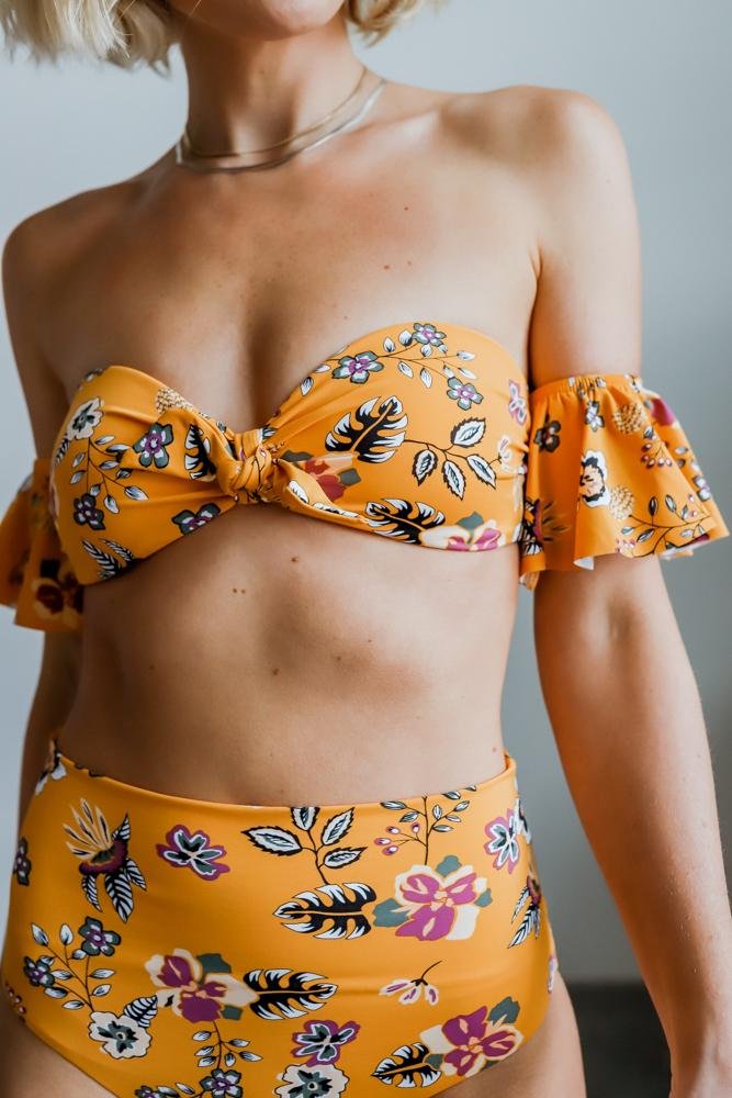 Miami Bikini Top | Yellow Floral - Baltic Born