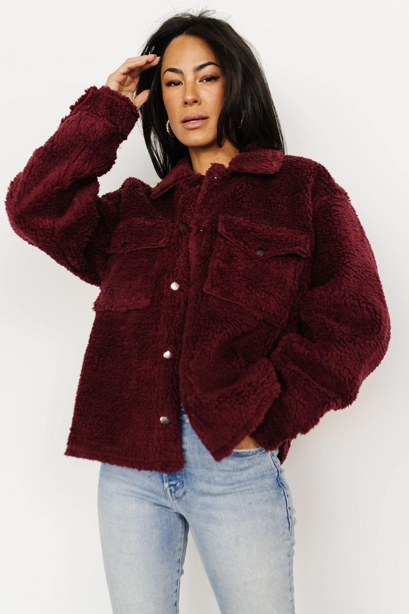 Midtown Sherpa Jacket | Burgundy | Baltic Born