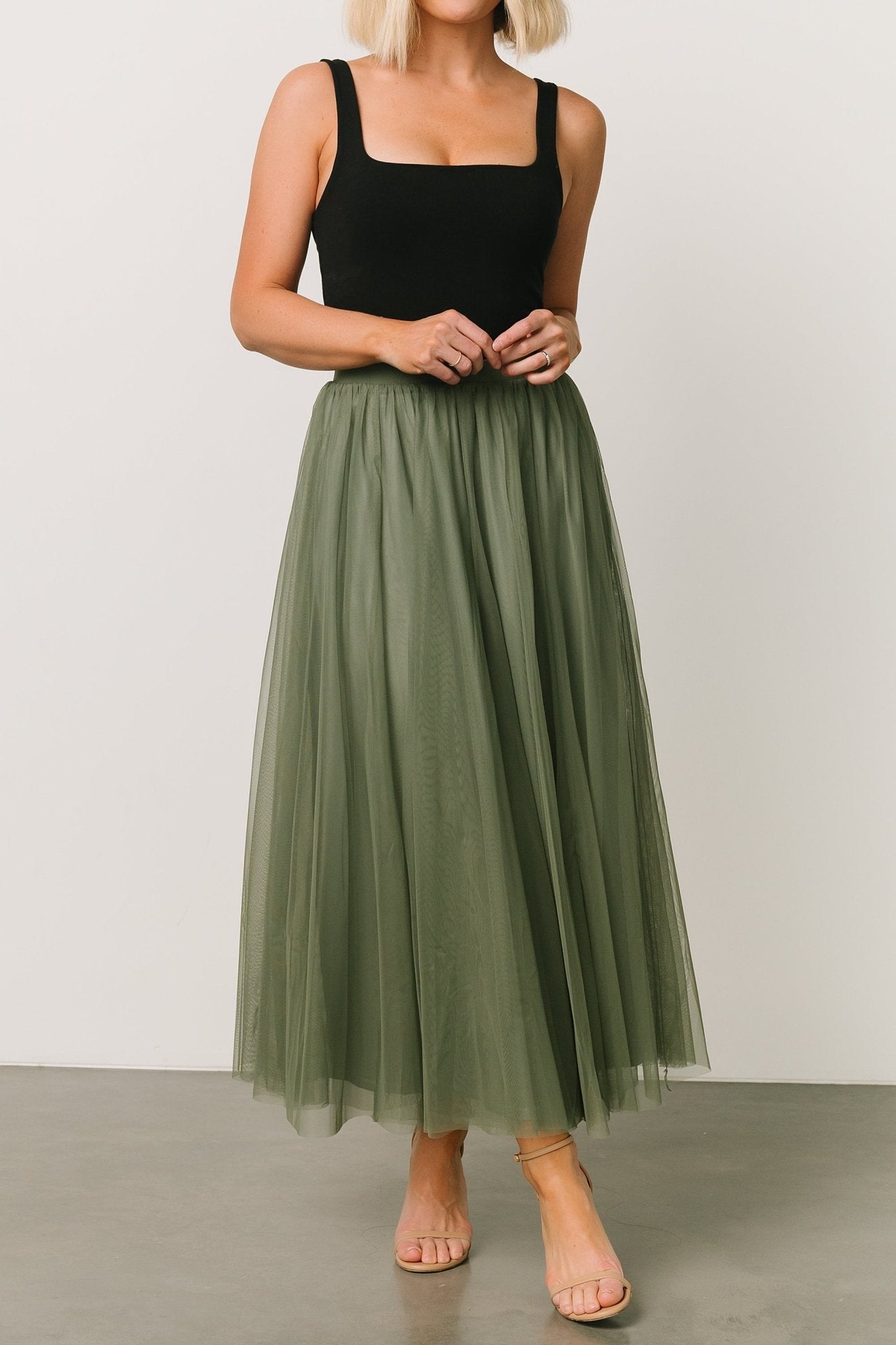 Mila Tulle Skirt | Dark Sage - Baltic Born