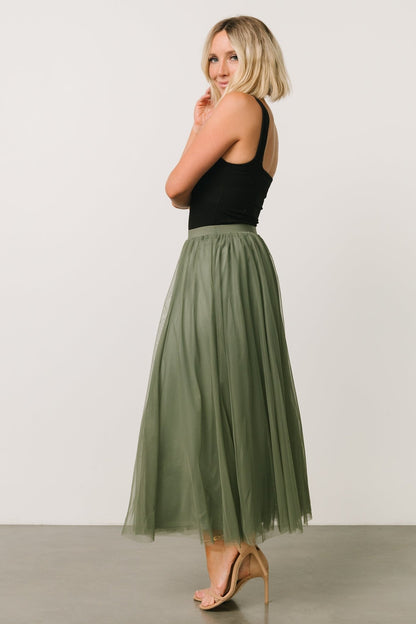 Mila Tulle Skirt | Dark Sage - Baltic Born