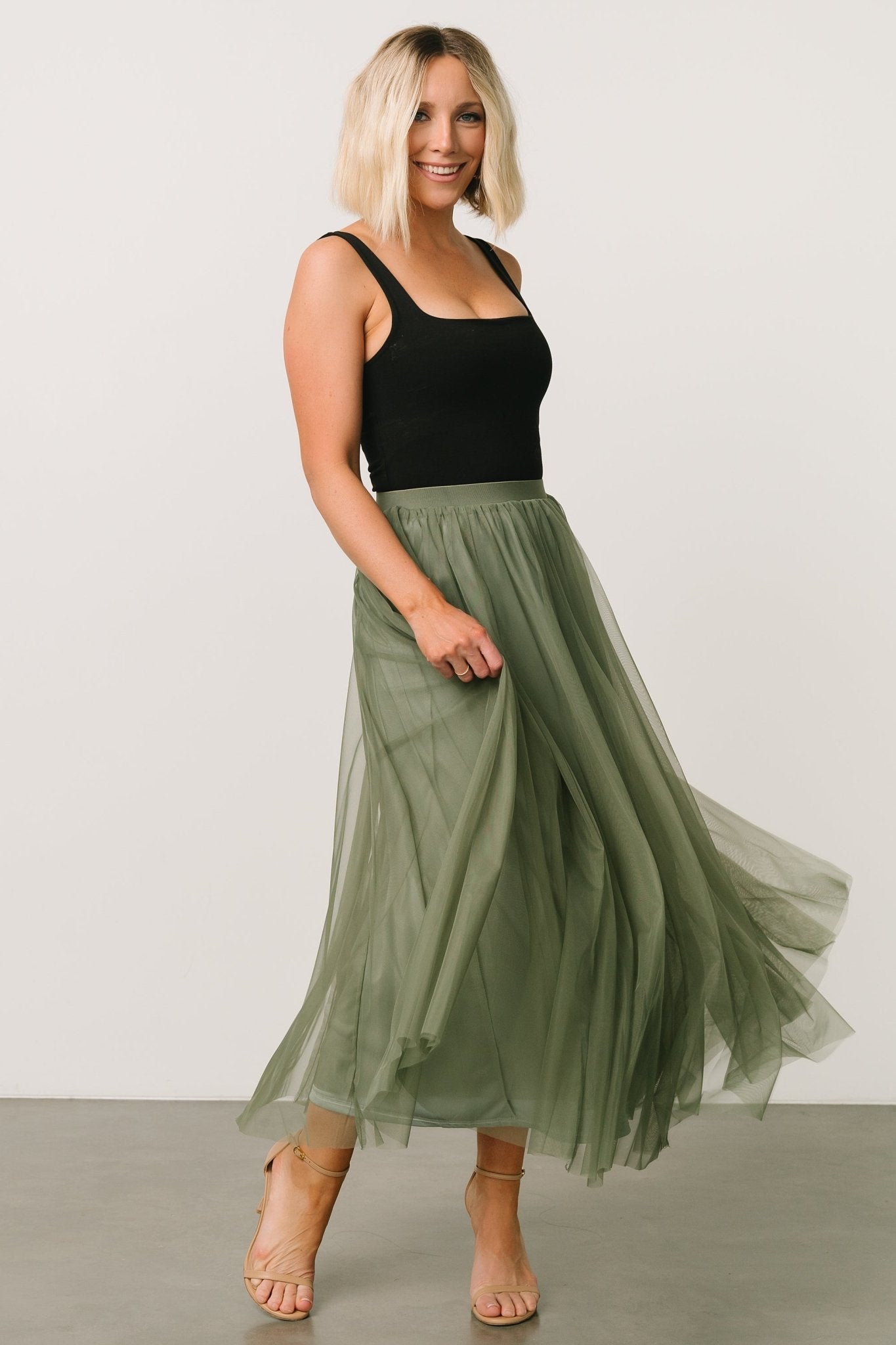 Mila Tulle Skirt | Dark Sage - Baltic Born