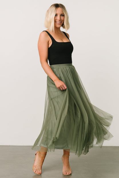 Mila Tulle Skirt | Dark Sage - Baltic Born