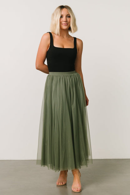 Mila Tulle Skirt | Dark Sage - Baltic Born