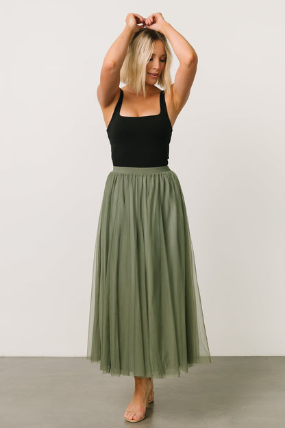 Mila Tulle Skirt | Dark Sage - Baltic Born