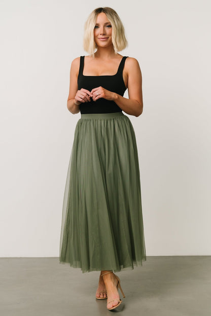 Mila Tulle Skirt | Dark Sage - Baltic Born