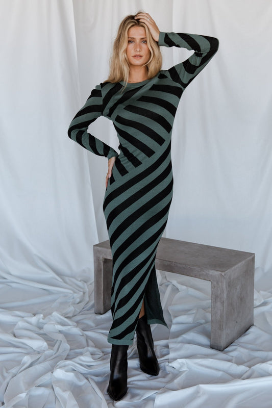 Milan Sweater Dress | Green + Black - Baltic Born