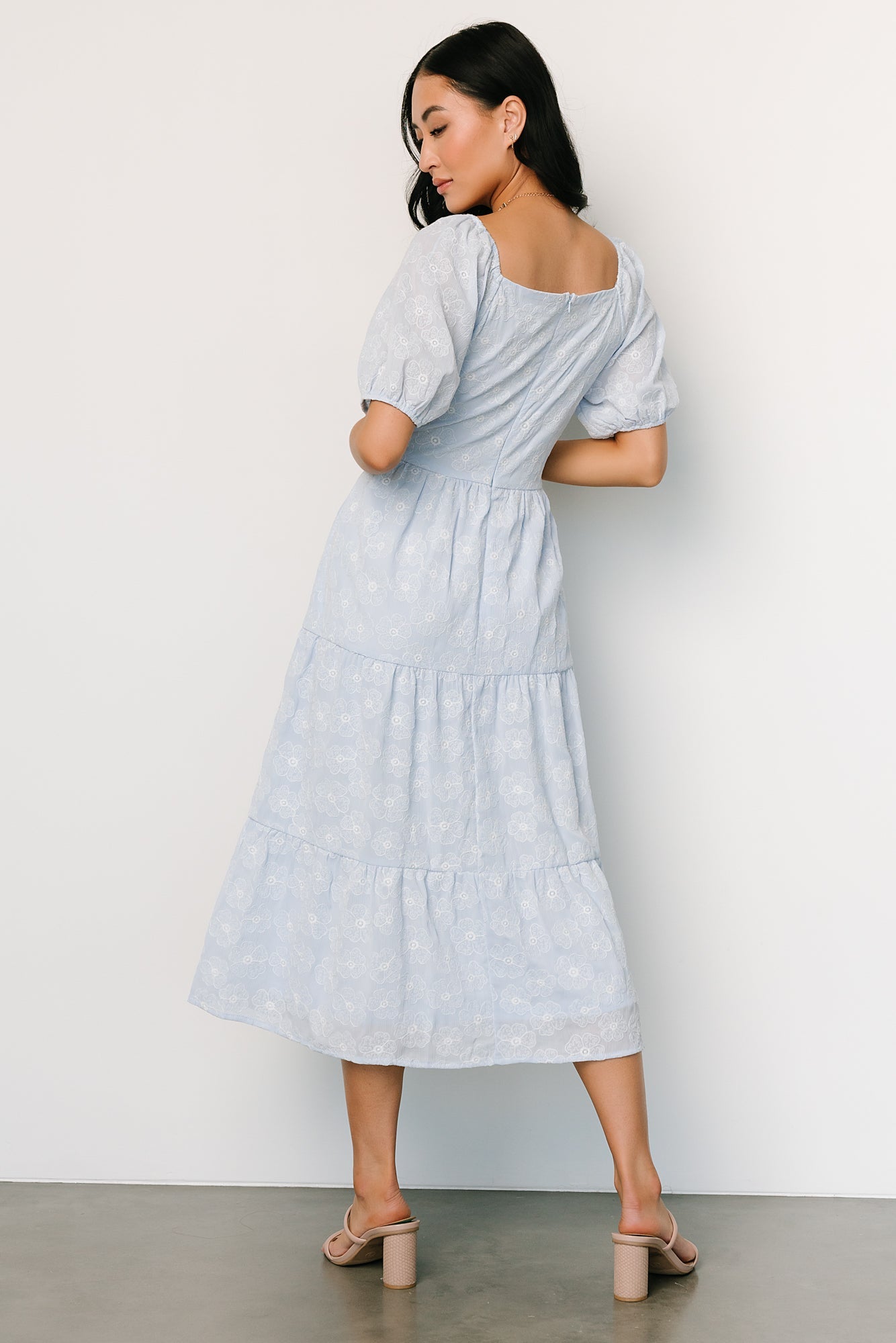 Mildred Embroidered Midi Dress | Light Blue - Baltic Born