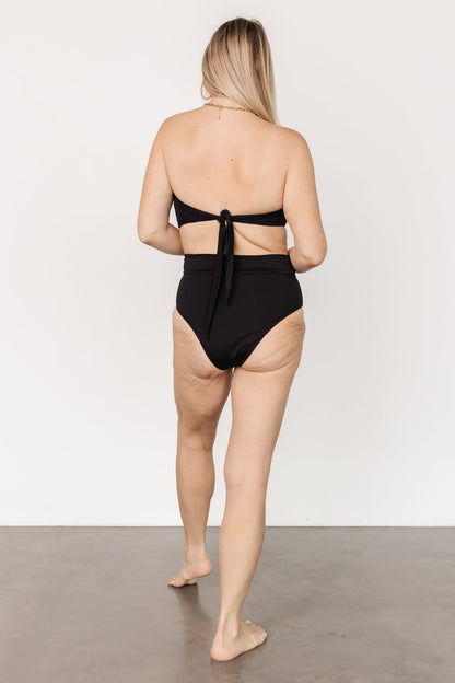 Milos High Waist Tie Bikini Bottom | Black - Baltic Born