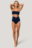 Milos High Waist Tie Bikini Bottom | Navy - Baltic Born