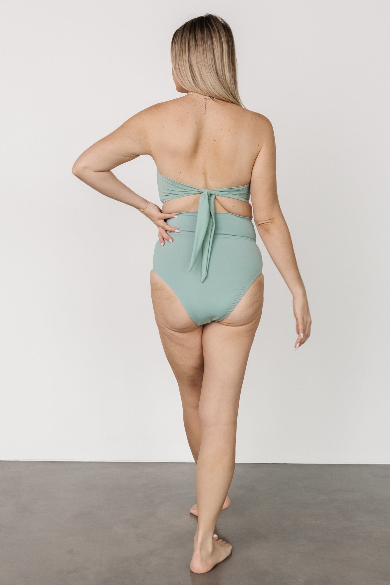 Milos High Waist Tie Bikini Bottom | Sage - Baltic Born