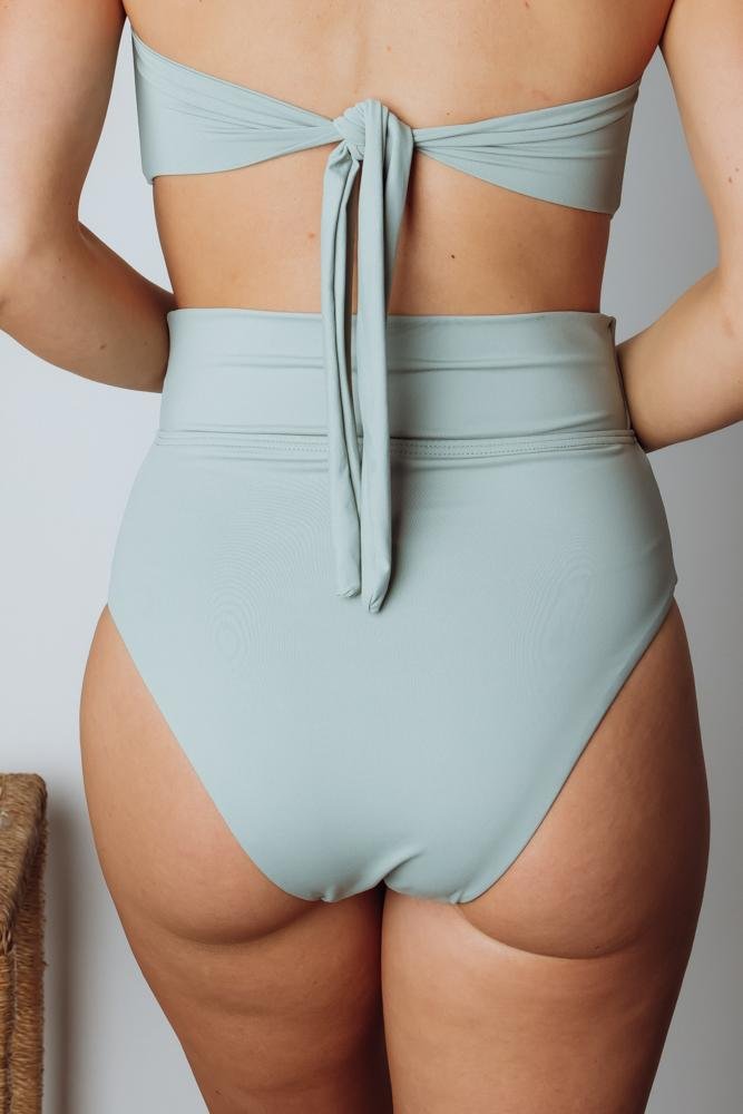 Milos High Waist Tie Bikini Bottom | Sage - Baltic Born