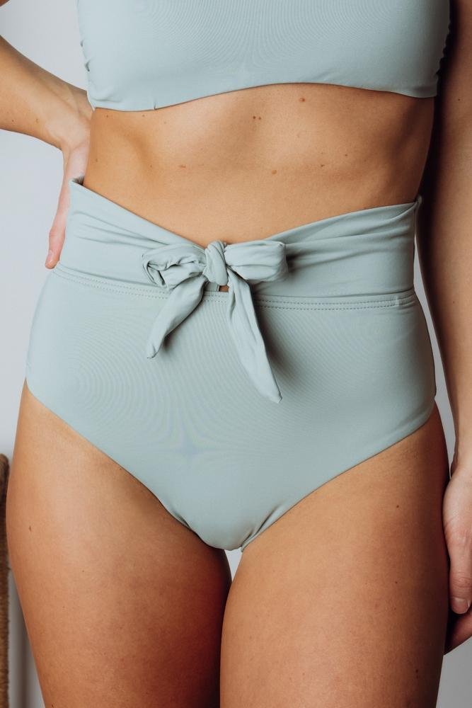 Milos High Waist Tie Bikini Bottom | Sage - Baltic Born