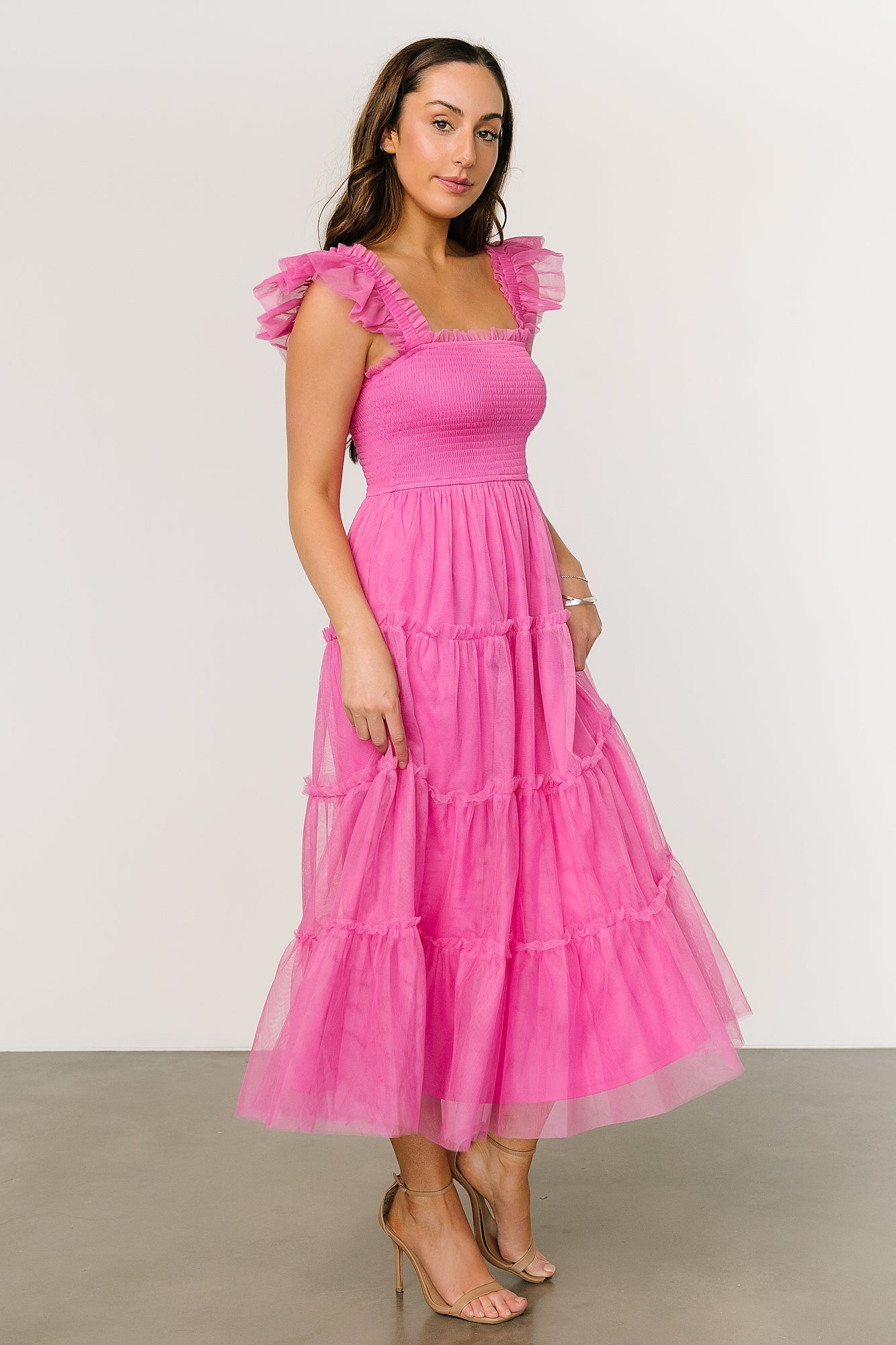 Mindi Tulle Midi Dress | Pink - Baltic Born