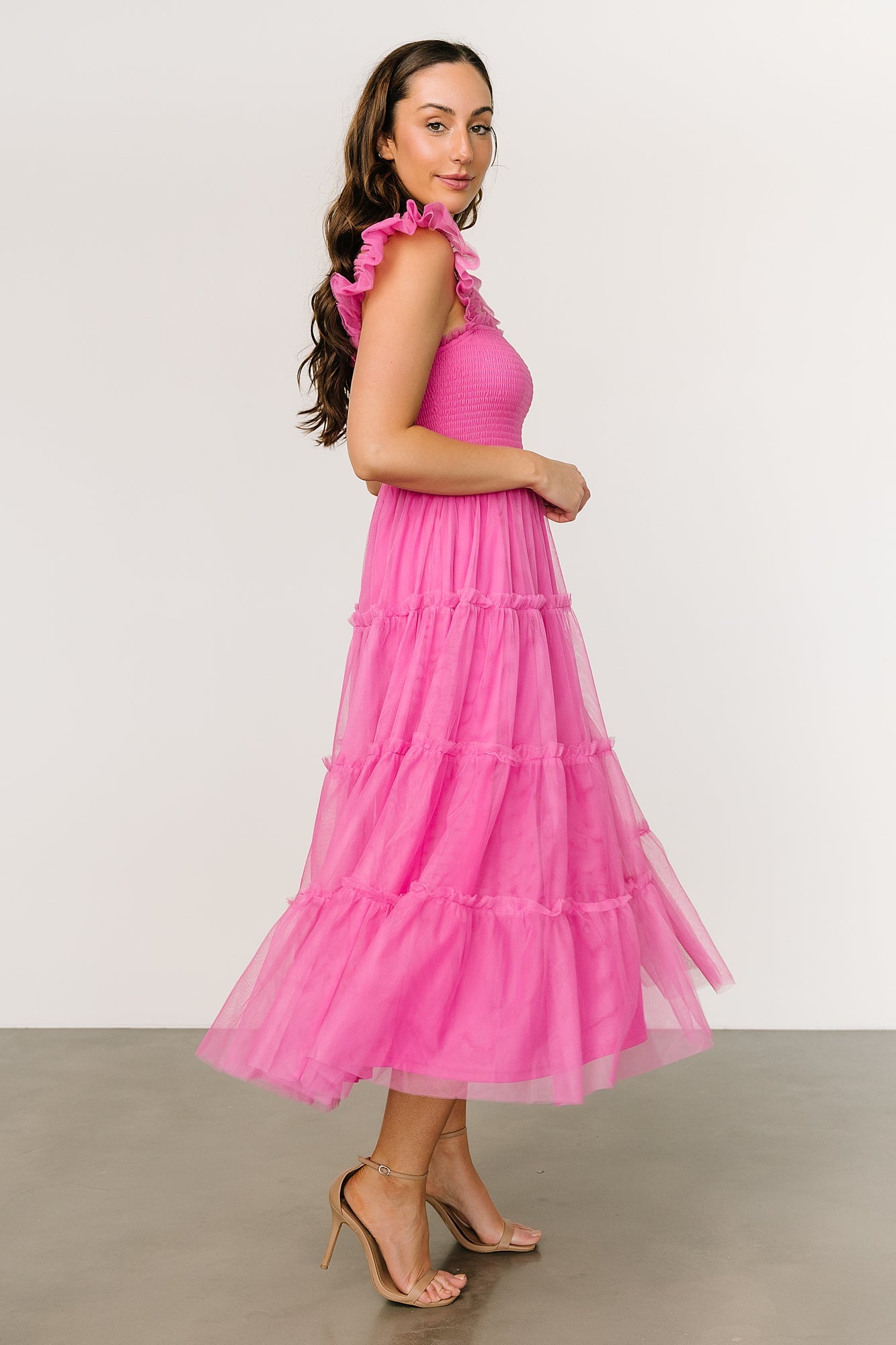 Mindi Tulle Midi Dress | Pink - Baltic Born