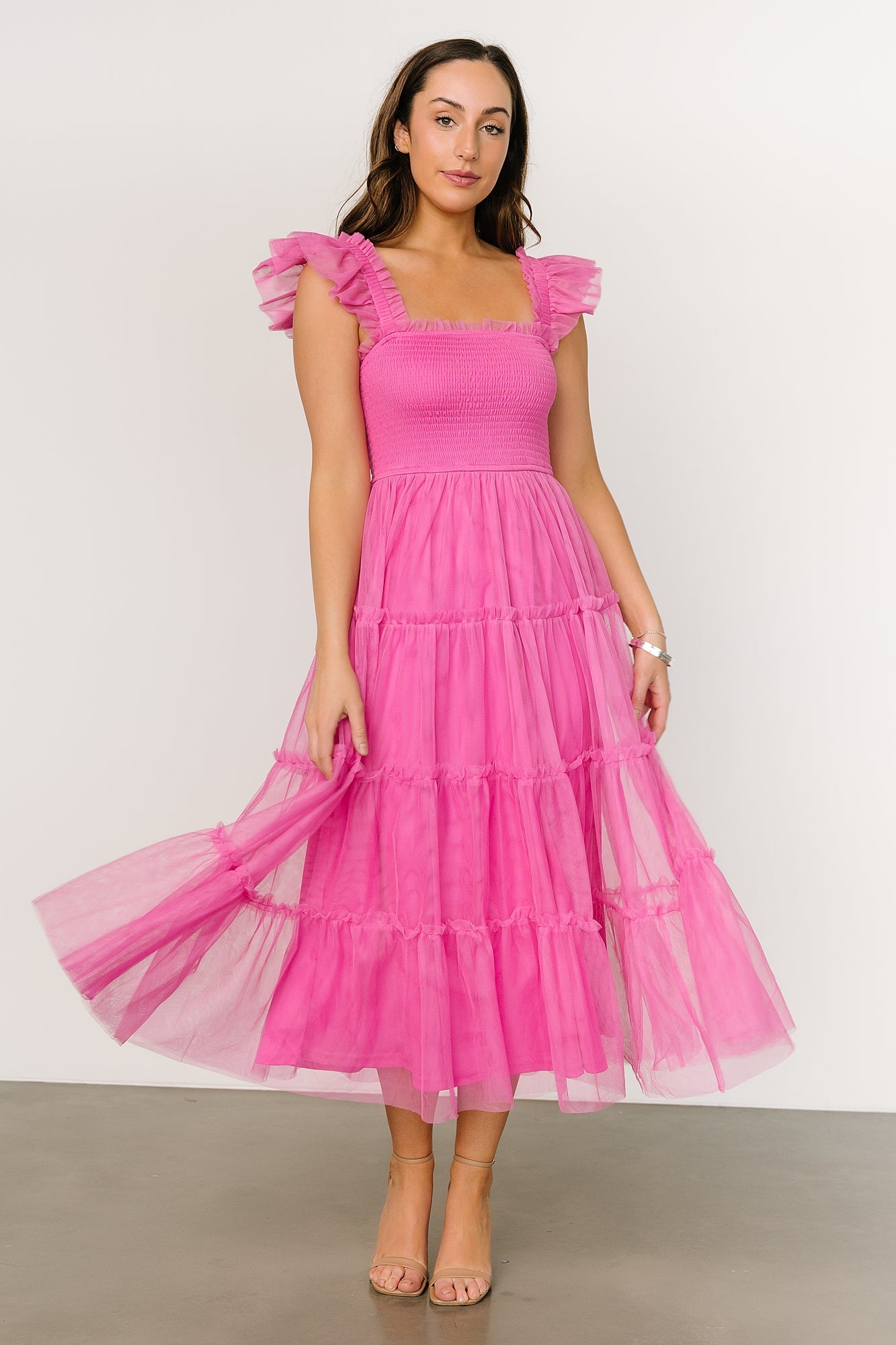 Mindi Tulle Midi Dress | Pink - Baltic Born