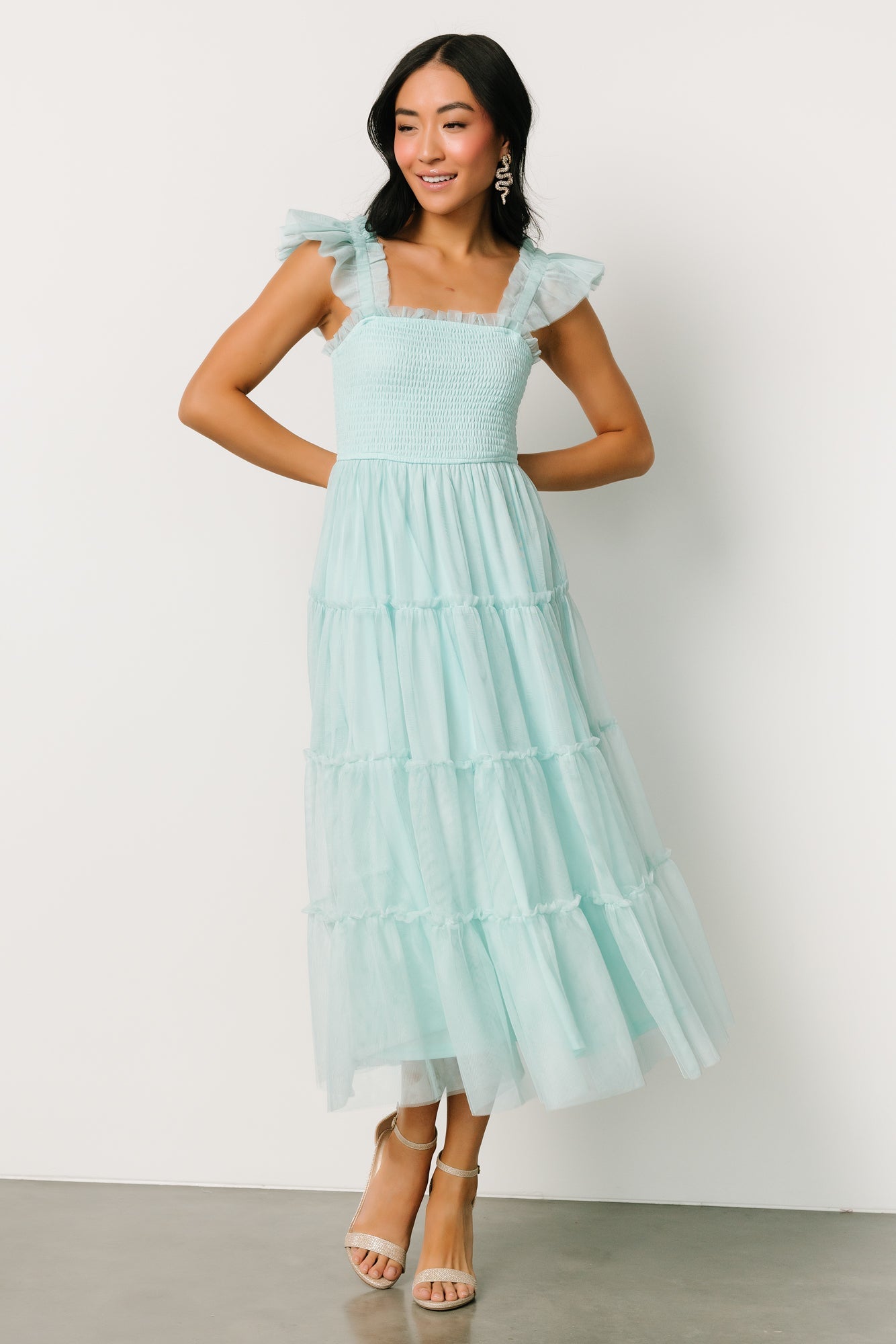 Mindi Tulle Midi Dress | Sea Blue - Baltic Born