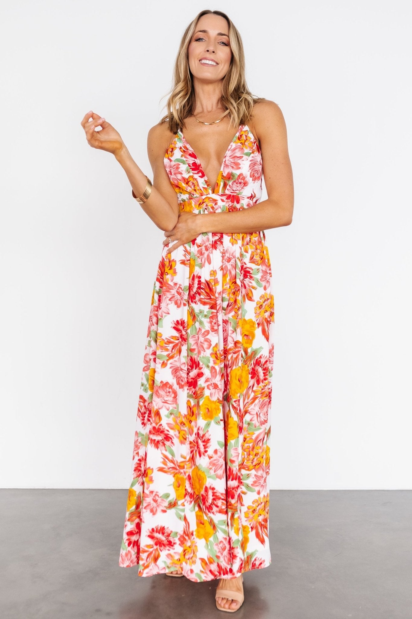 Balthazar Maxi Dress - Green / Blue Print