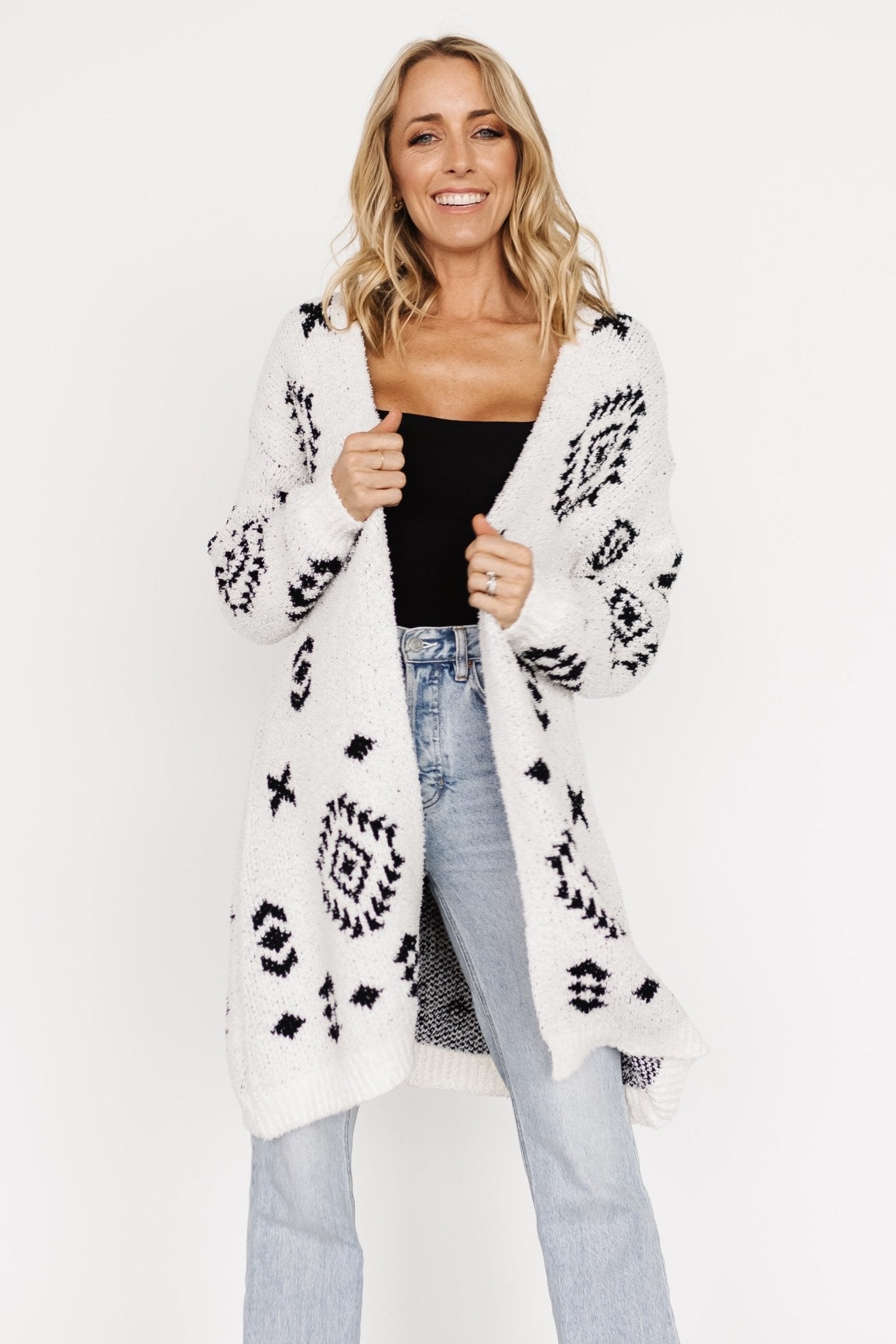 Missoula Oversized Cardigan | Off White + Black - Baltic Born