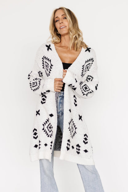 Missoula Oversized Cardigan | Off White + Black - Baltic Born