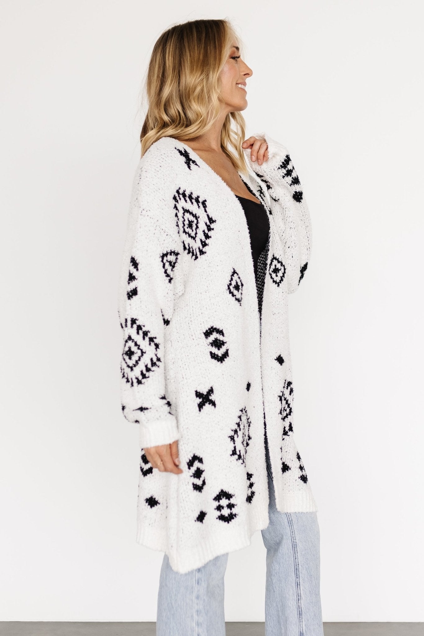 Missoula Oversized Cardigan | Off White + Black - Baltic Born