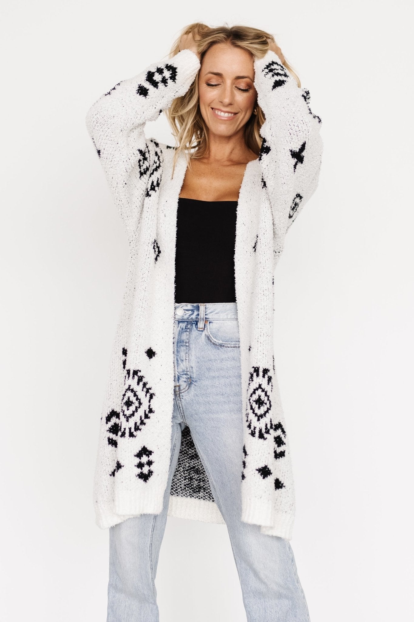 Missoula Oversized Cardigan | Off White + Black - Baltic Born