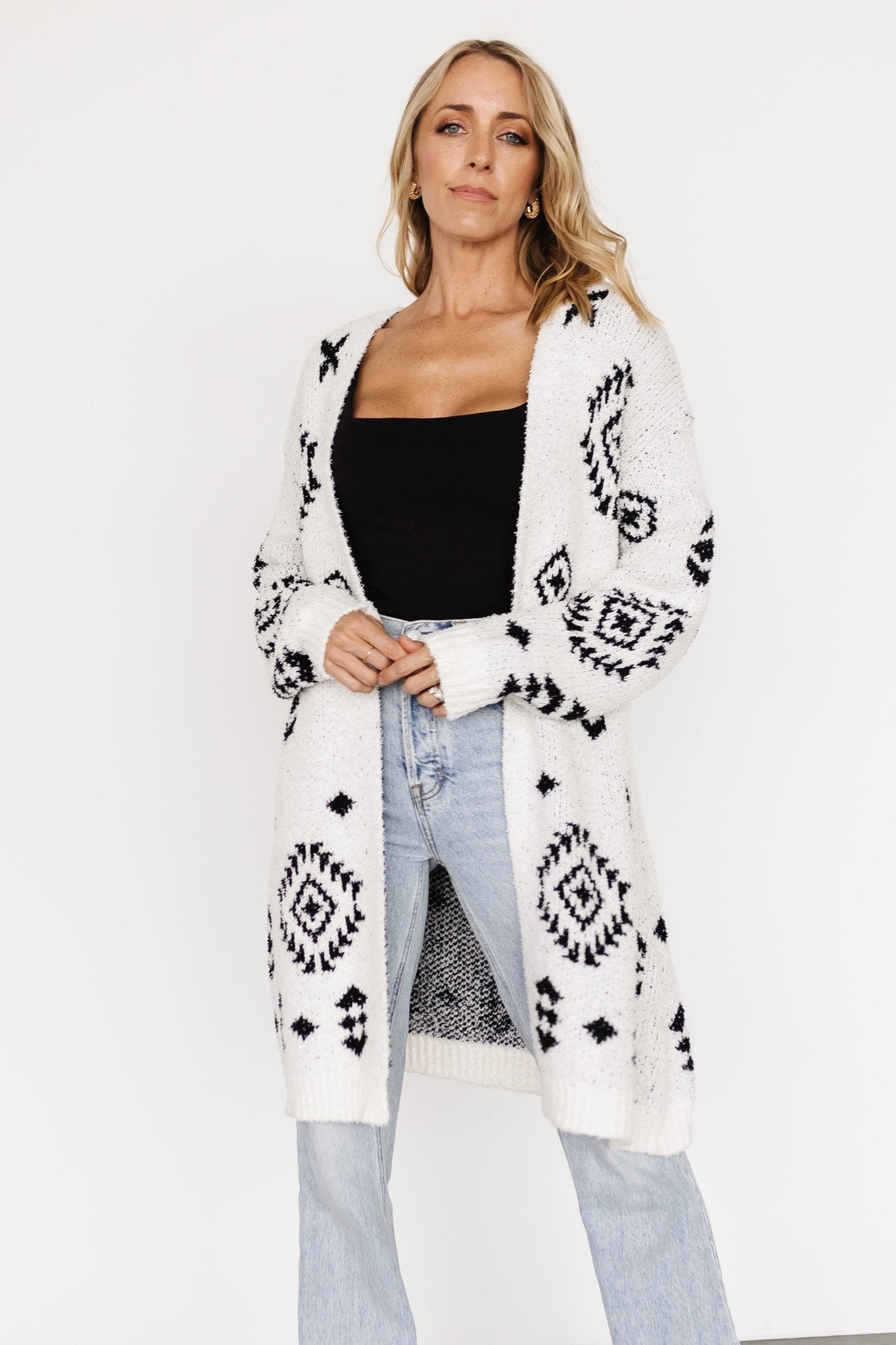 Missoula Oversized Cardigan | Off White + Black - Baltic Born