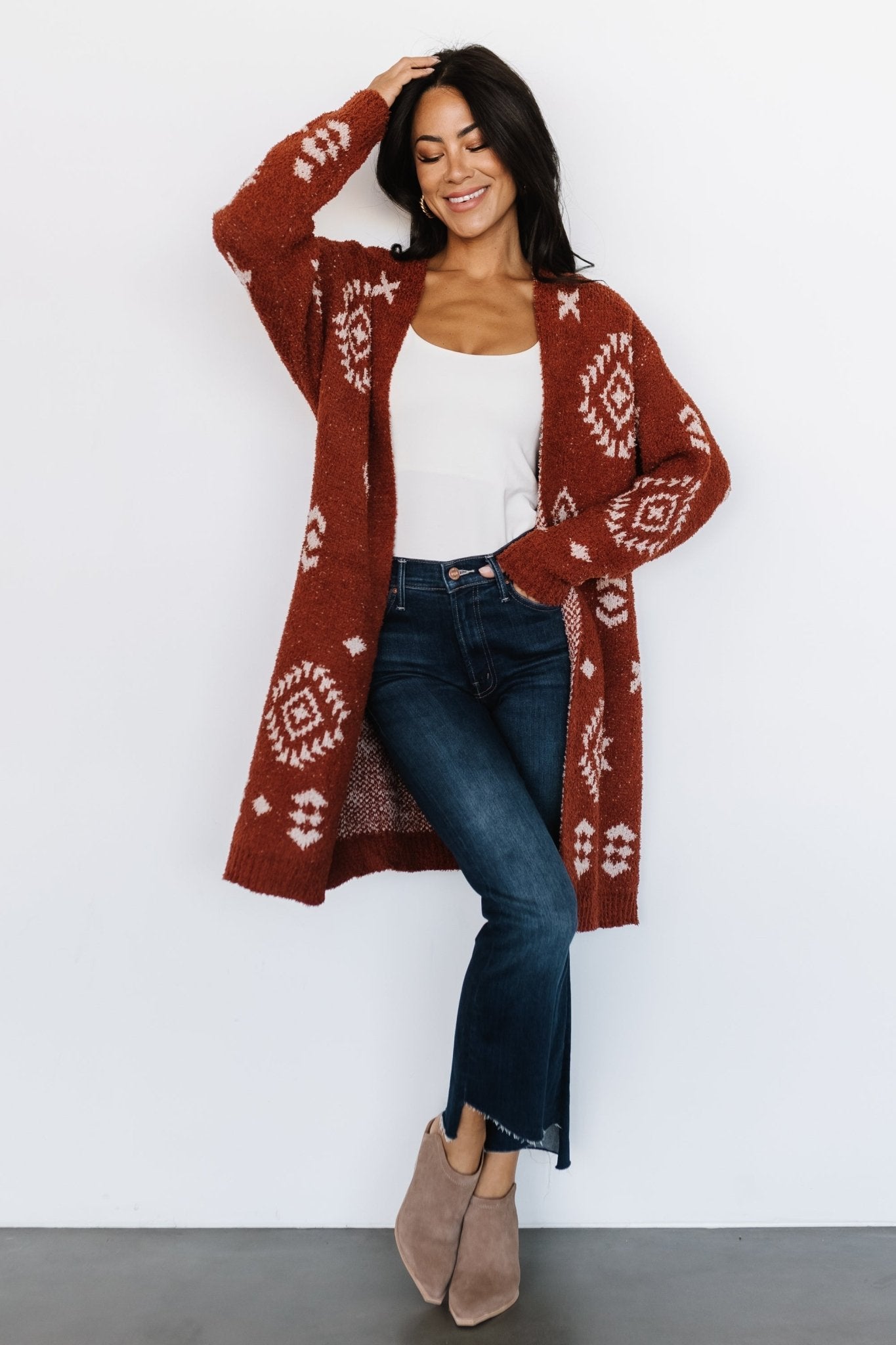 Missoula Oversized Cardigan | Rust + Beige