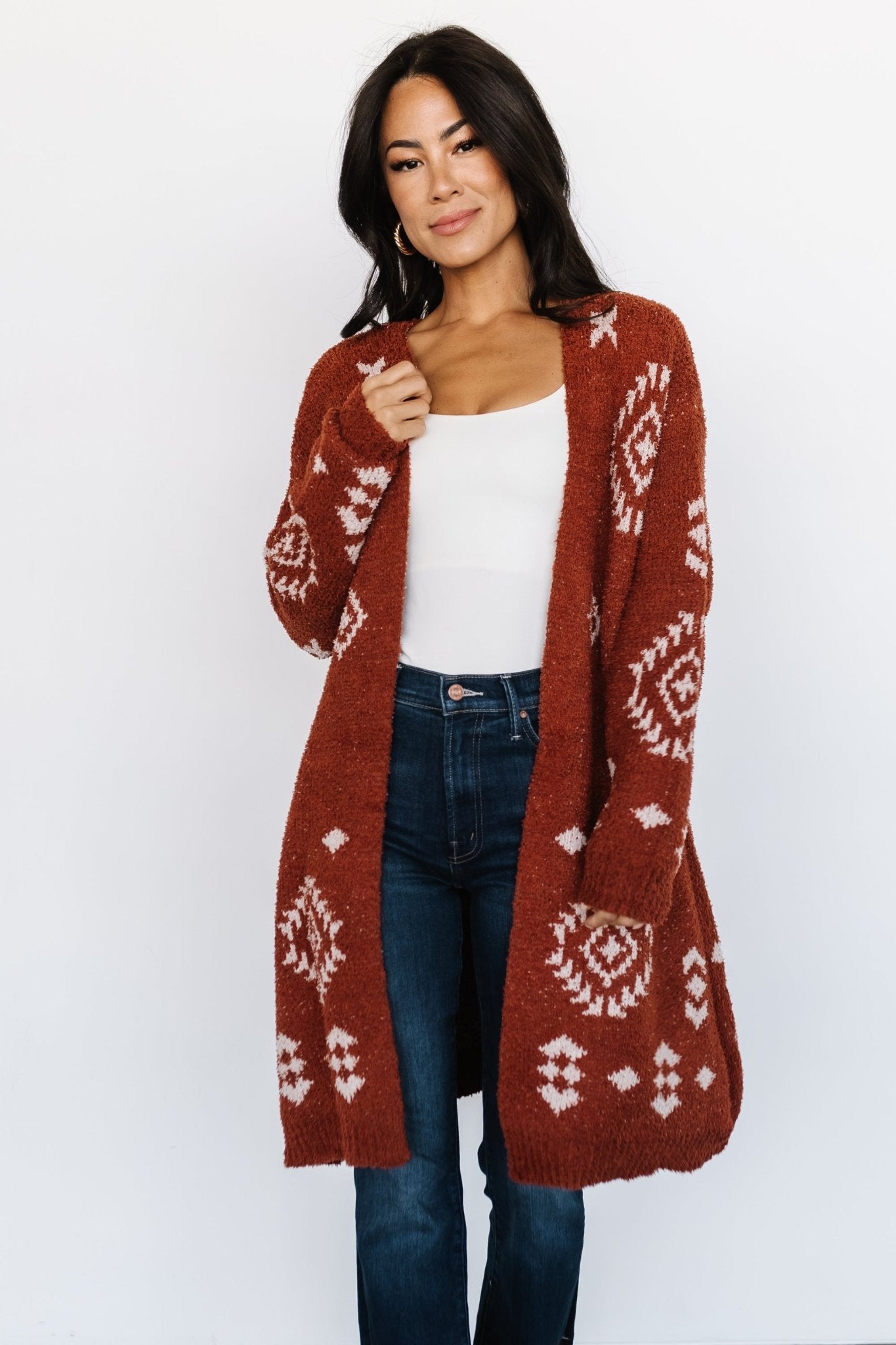 Missoula Oversized Cardigan | Rust + Beige - Baltic Born