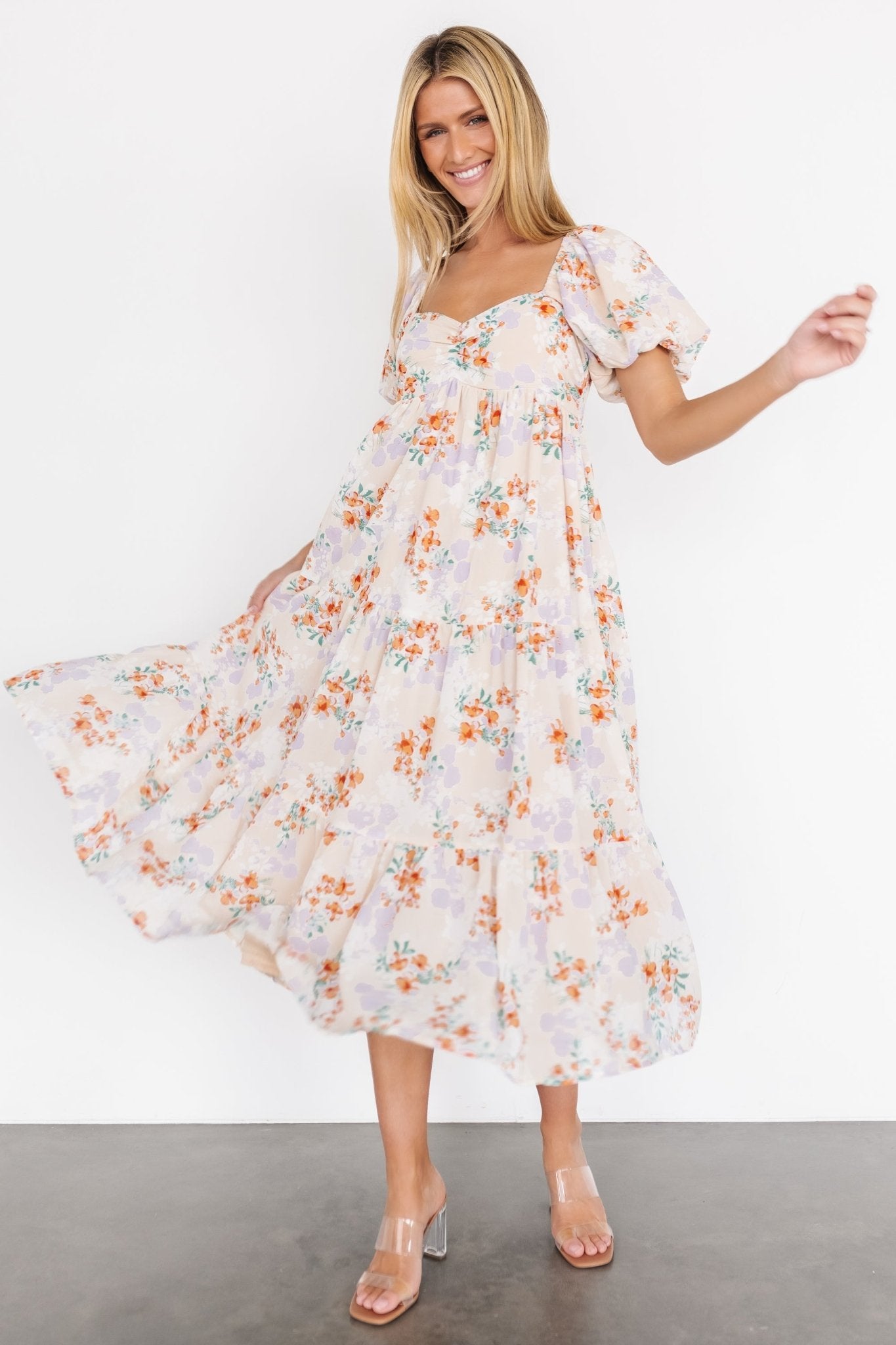 Molly Midi Dress | Cream Floral - Baltic Born