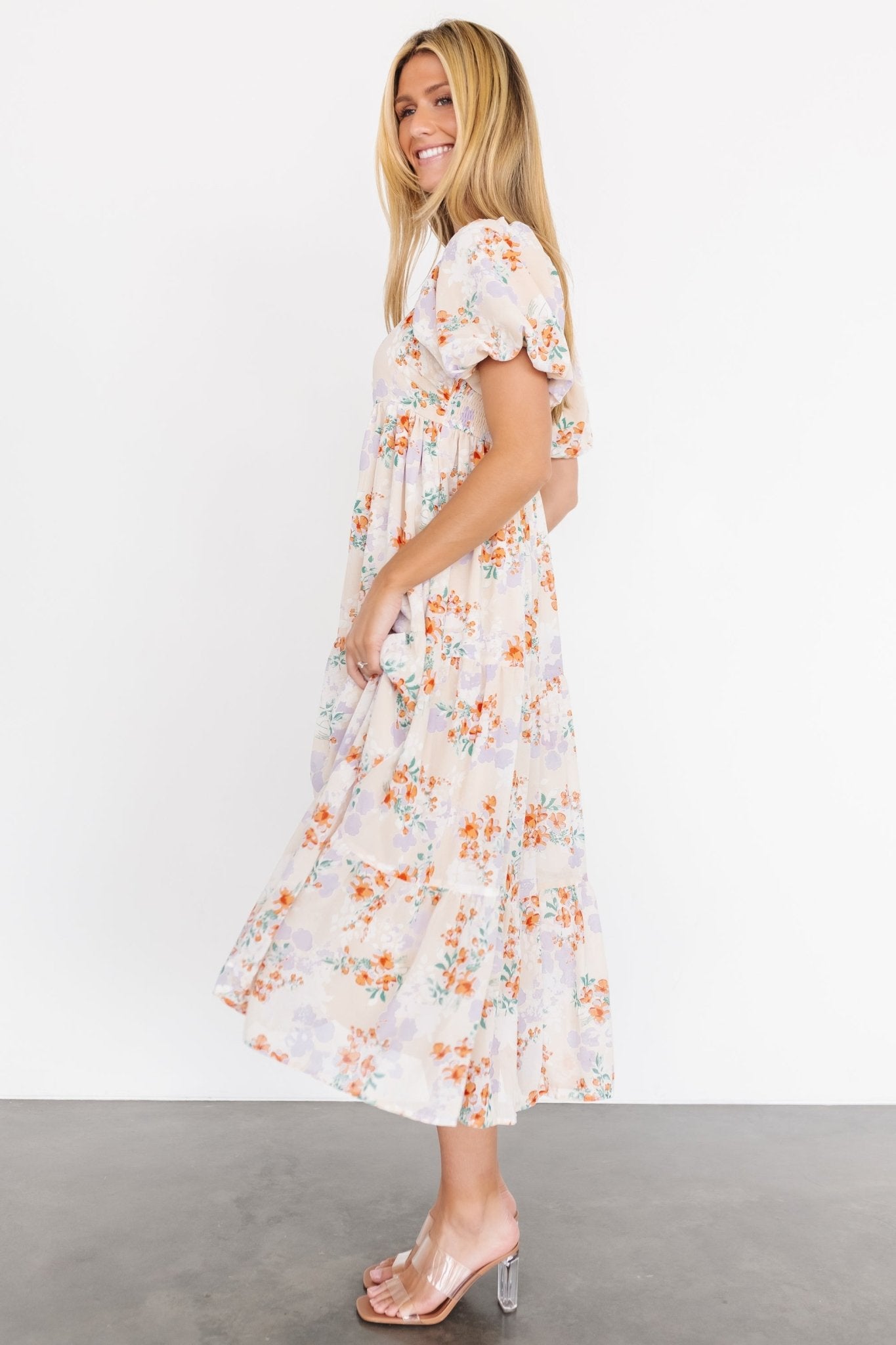 Molly Midi Dress | Cream Floral - Baltic Born