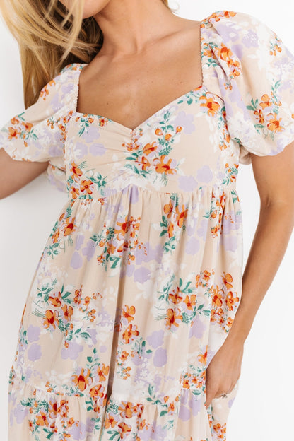 Molly Midi Dress | Cream Floral - Baltic Born