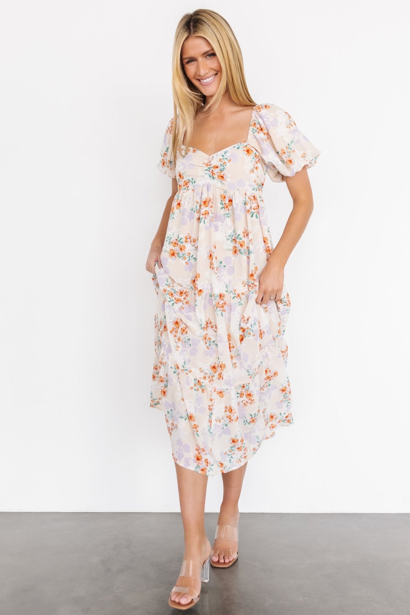 Molly Midi Dress | Cream Floral - Baltic Born