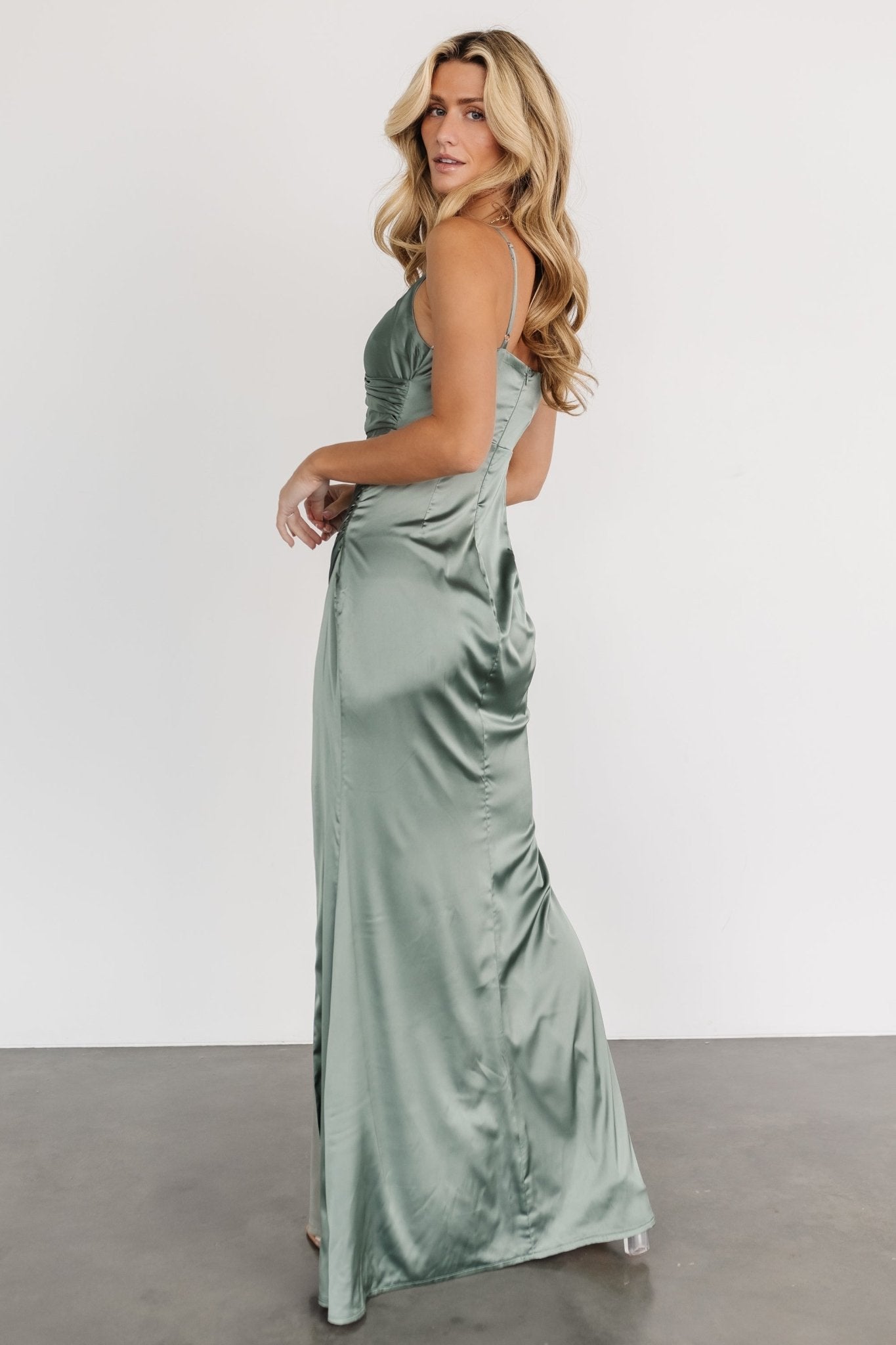 Monet Satin Gown | Eucalyptus - Baltic Born