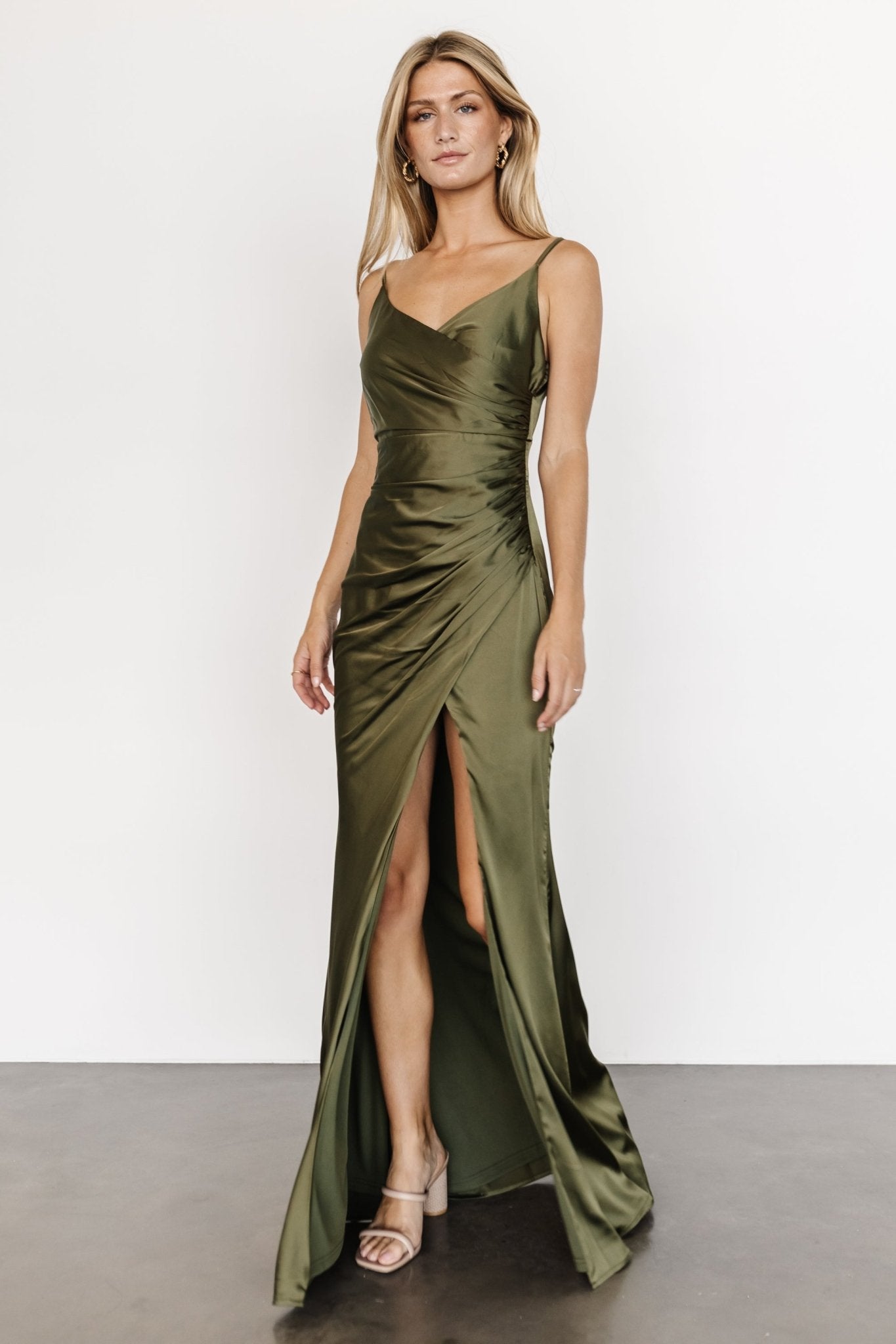 Monet Satin Gown | Olive