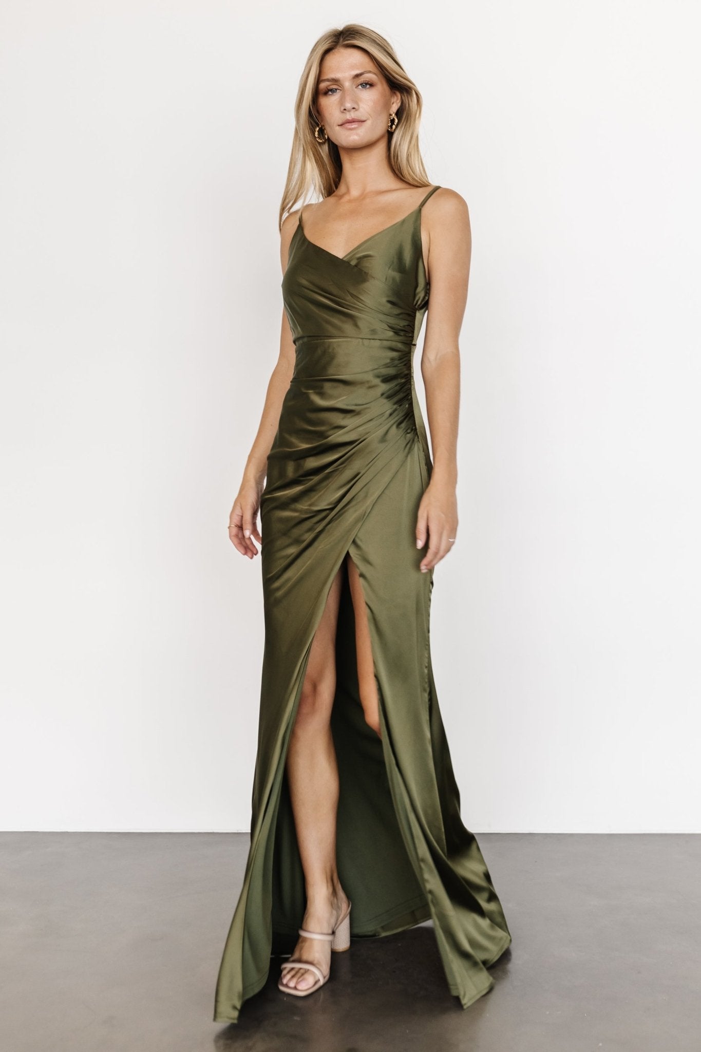 Monet Satin Gown | Olive - Baltic Born