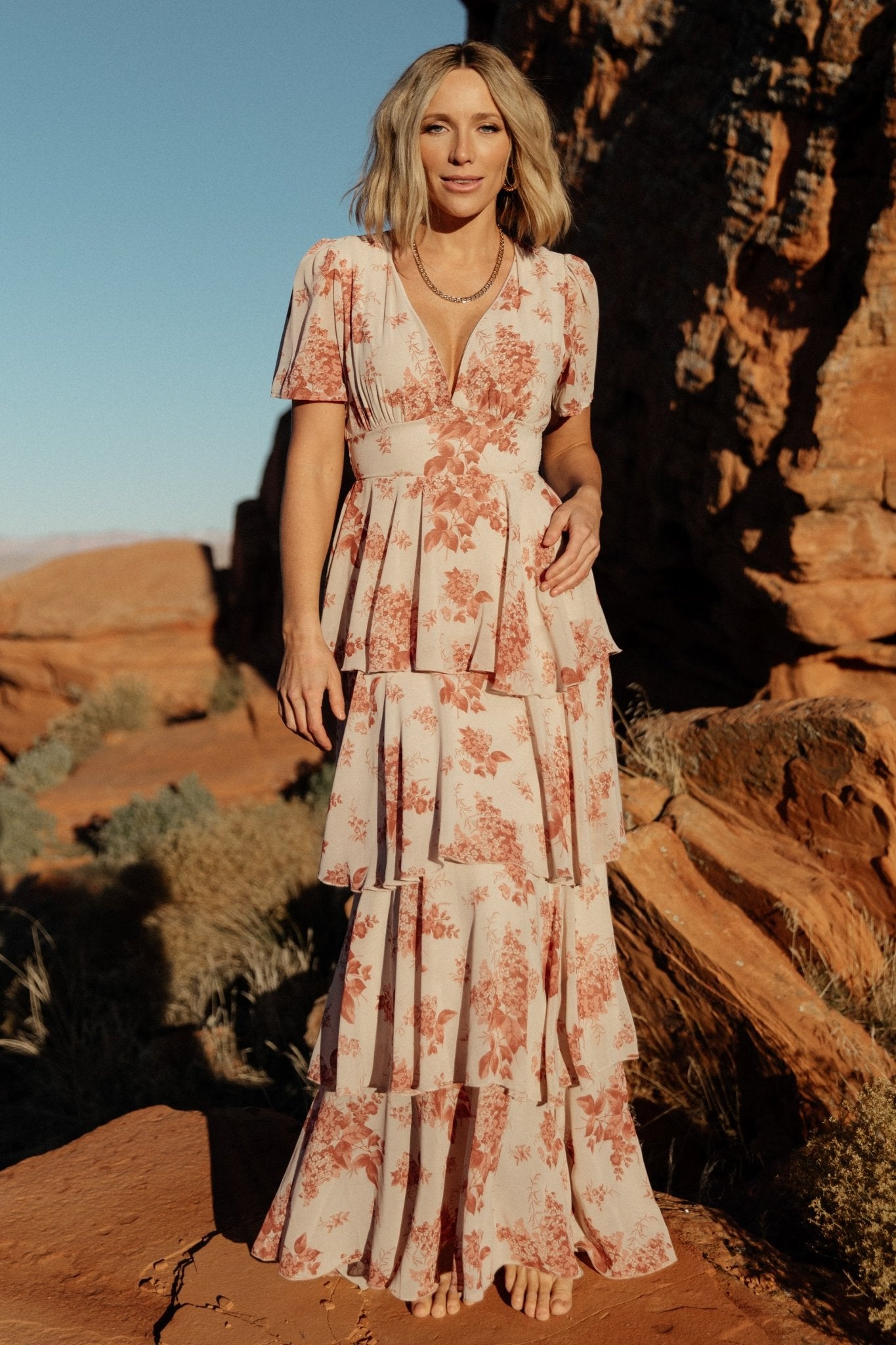 Baltic Born Womens Montaigne Ruffle Maxi Dress | Rose Floral | Size: Small Baltic Born Womens Montaigne Ruffle Maxi Dress | Rose Floral | Size: Small