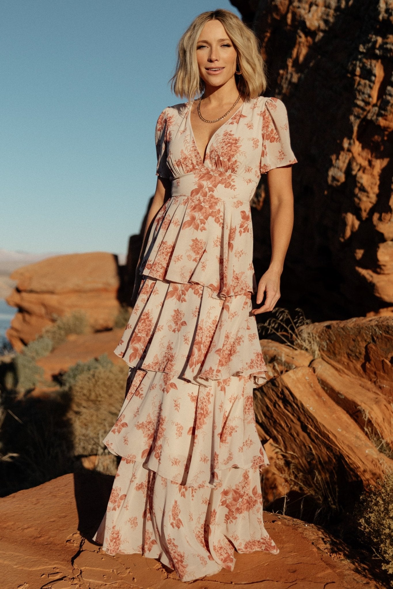 Baltic Born Womens Montaigne Ruffle Maxi Dress | Rose Floral | Size: Small Baltic Born Womens Montaigne Ruffle Maxi Dress | Rose Floral | Size: Small