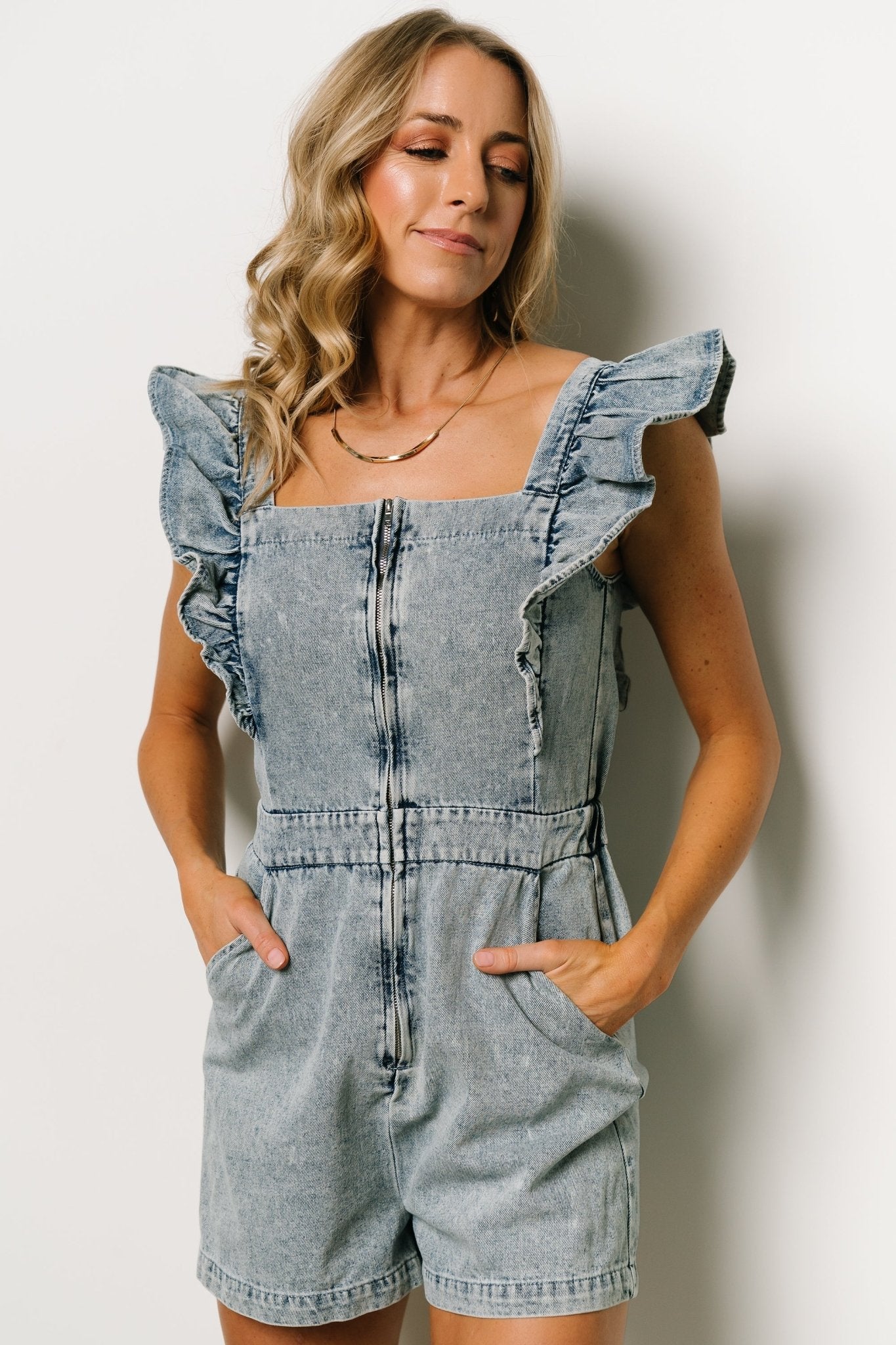 Montgomery Denim Romper | Blue - Baltic Born