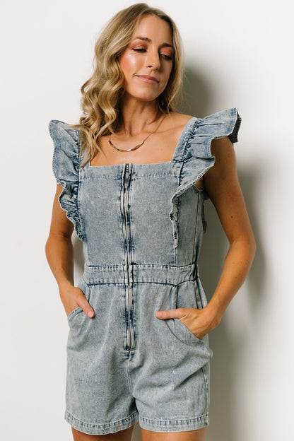 Montgomery Denim Romper | Blue - Baltic Born