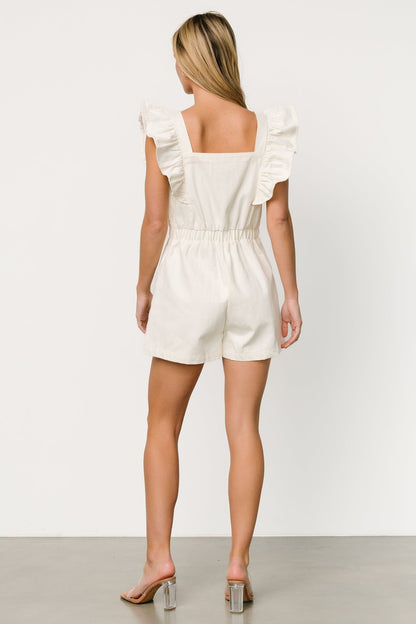 Montgomery Denim Romper | Ivory - Baltic Born