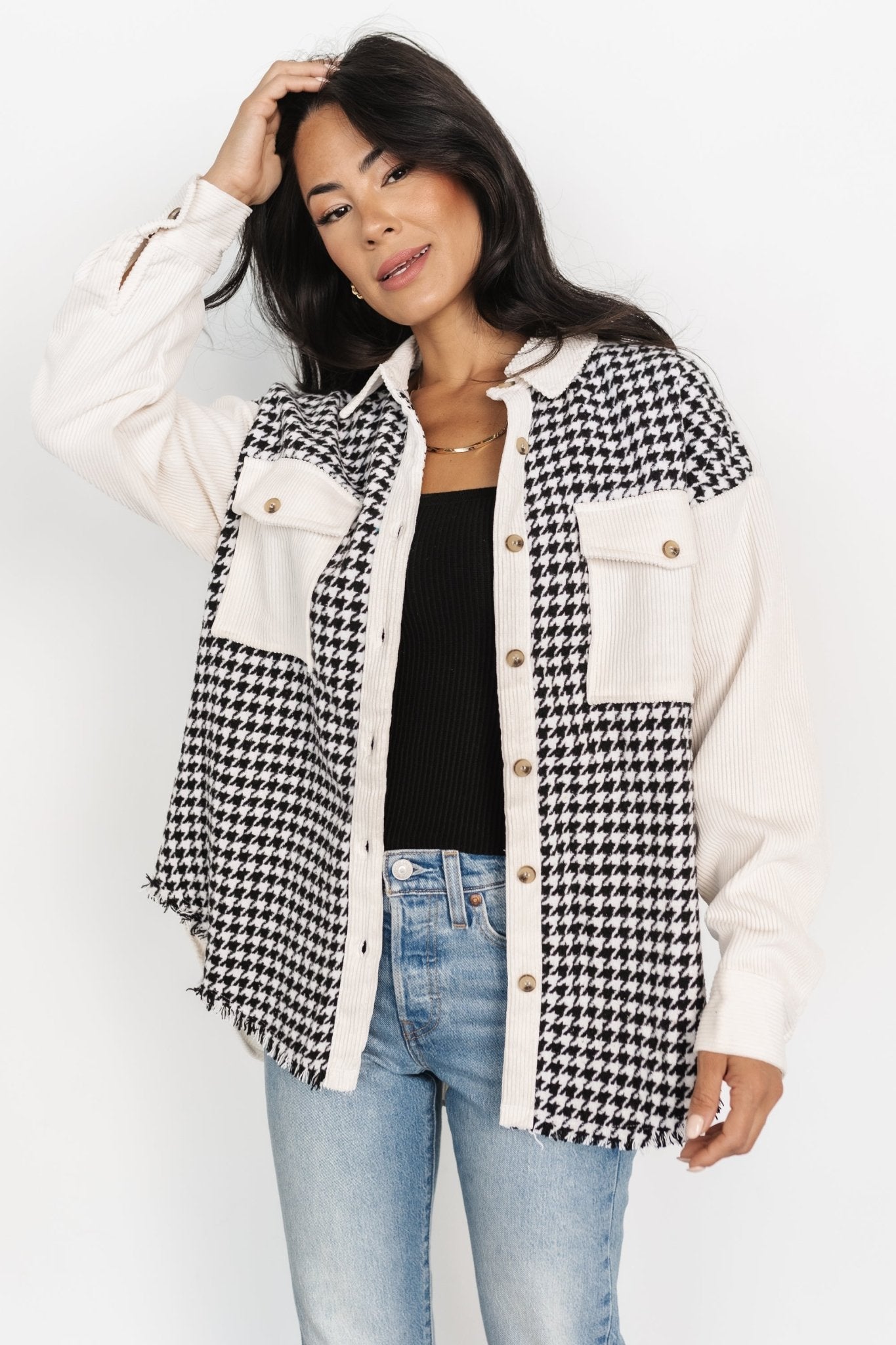 Montreal Houndstooth Shacket | Ivory + Black - Baltic Born