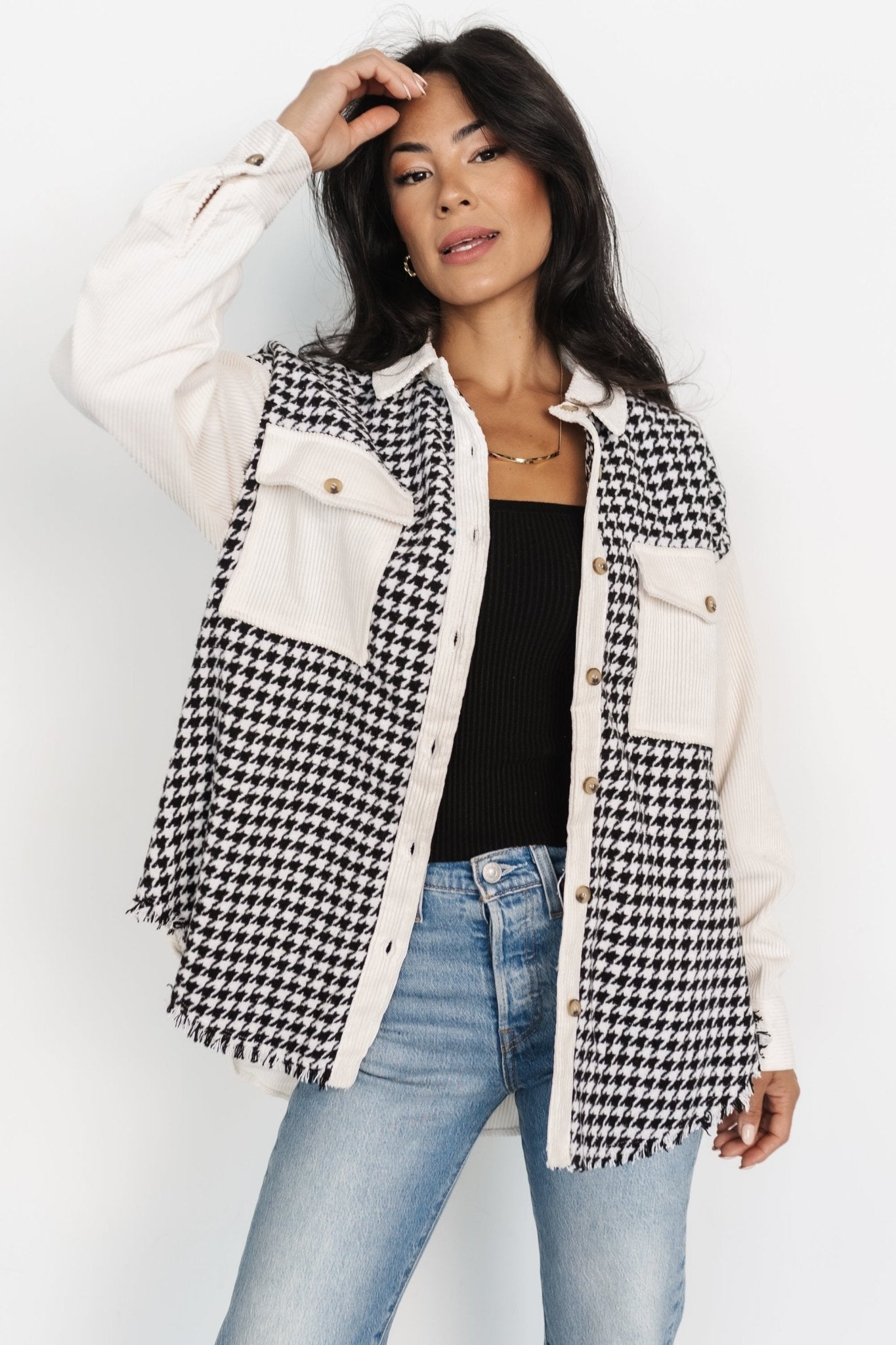 Montreal Houndstooth Shacket | Ivory + Black - Baltic Born