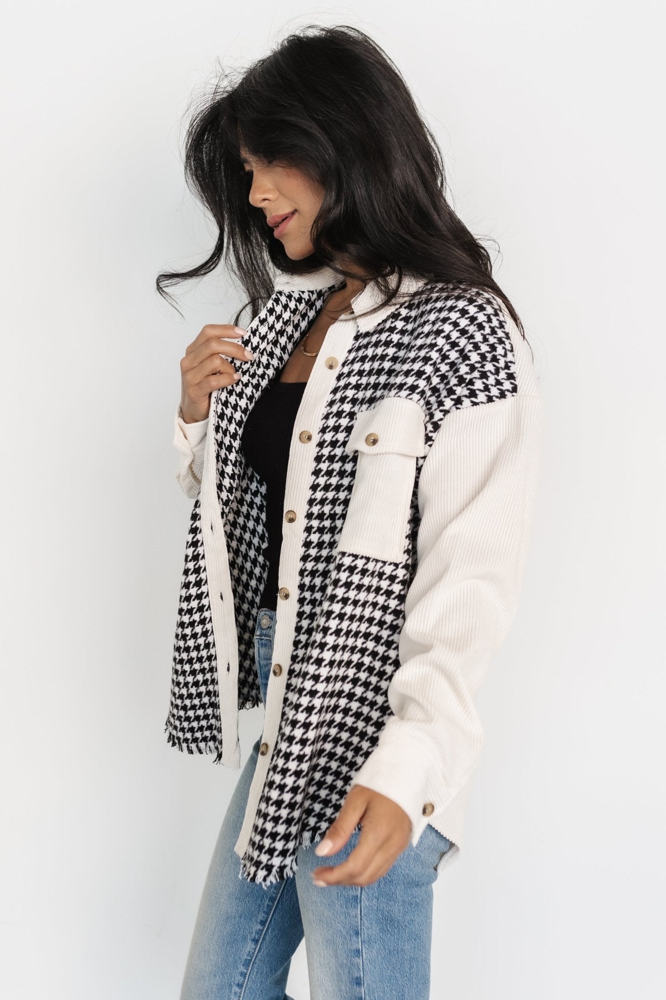 Montreal Houndstooth Shacket | Ivory + Black - Baltic Born