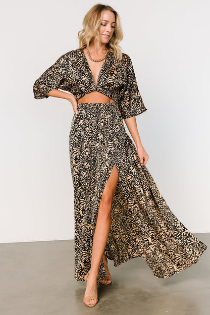 Morlana Maxi Dress | Black + Tan Print - Baltic Born