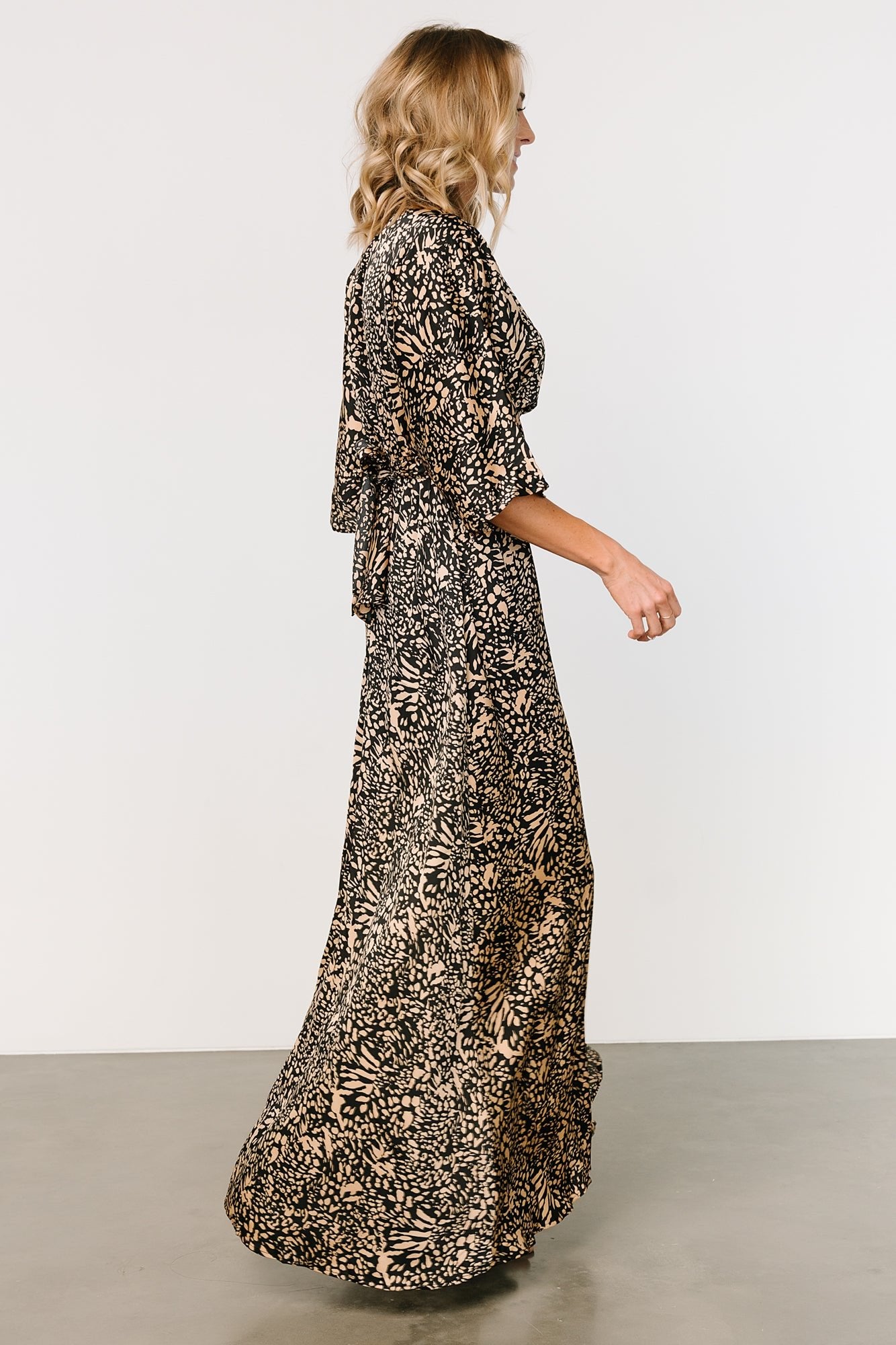 Morlana Maxi Dress | Black + Tan Print - Baltic Born